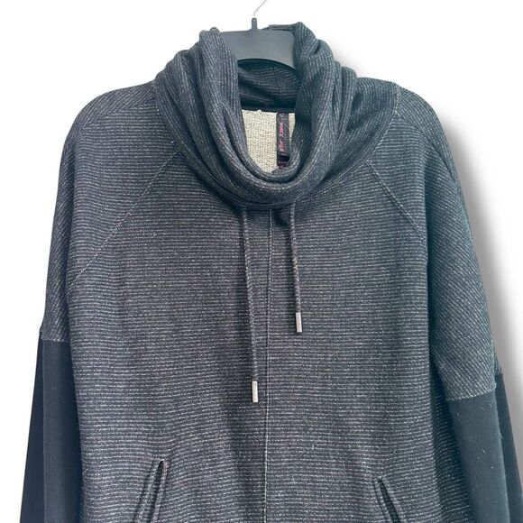 Betsey Johnson Performance Black Striped Cowl Neck Pullover Womens Size M - Picture 2 of 9
